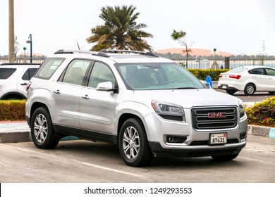 Abu Dhabi, UAE - November 17, 2018: Motor Car GMC Acadia In The City Street.