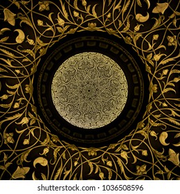 Abu Dhabi, United Arab Emirates - October 22,2016: Ceiling Decoration of Sheikh Zayed Mosque in Abu Dhabi