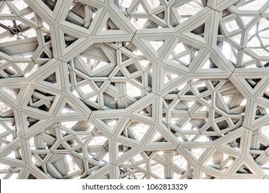 ABU DHABI, UNITED ARAB EMIRATES - MARCH 28, 2018: Interior Louvre Museum in Abu Dhabi, United Arab Emirates.