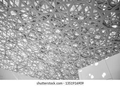 ABU DHABI, UNITED ARAB EMIRATES - MARCH 28, 2018: Interior Louvre Museum in Abu Dhabi, United Arab Emirates
