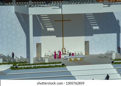 Abu Dhabi /United Arab Emirates-Feb-5-2019:Pope Francs's Visit To UAE Marks The First Time A Pope Has Been To This Country.The Catholic Community In UAE Took Part In The Pontifical High Mass By Him.