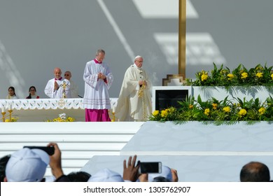 Abu Dhabi /United Arab Emirates-Feb-5-2019:Pope Francs's Visit To UAE Marks The First Time A Pope Has Been To This Country.The Catholic Community In UAE Took Part In The Pontifical High Mass By Him.