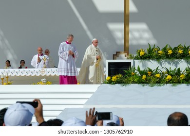 Abu Dhabi /United Arab Emirates-Feb-5-2019:Pope Francs's Visit To UAE Marks The First Time A Pope Has Been To This Country.The Catholic Community In UAE Took Part In The Pontifical High Mass By Him.