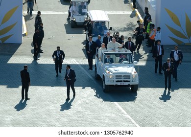 Abu Dhabi /United Arab Emirates-Feb-5-2019:Pope Francs's Visit To UAE Marks The First Time A Pope Has Been To This Country.The Catholic Community In UAE Took Part In The Pontifical High Mass By Him.