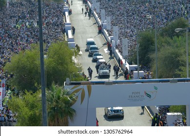 Abu Dhabi /United Arab Emirates-Feb-5-2019:Pope Francs's Visit To UAE Marks The First Time A Pope Has Been To This Country.The Catholic Community In UAE Took Part In The Pontifical High Mass By Him.