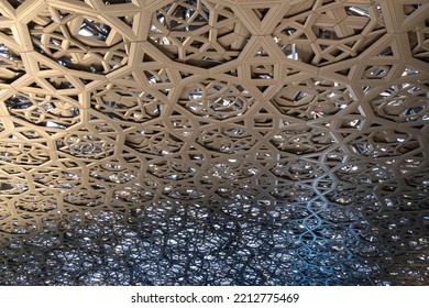 Abu Dhabi, United Arab Emirates,-January 12.2022: Louvre Abu Dhabi, A New Landmark Of Abu Dhabi, Roof Construction