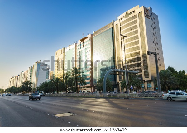 ABU DHABI, UNITED EMIRATES - 20 MARCH 2017:\
Muroor Road in Abu Dhabi town center\
