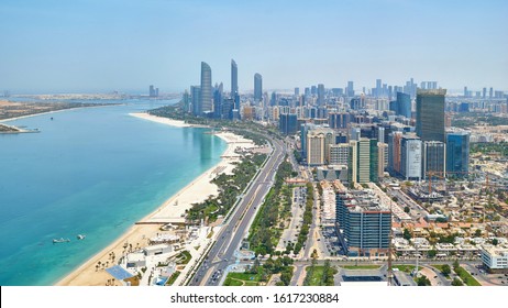 ABU DHABI/UAE - April 7, 2019: Abu Dhabi City Aerial View