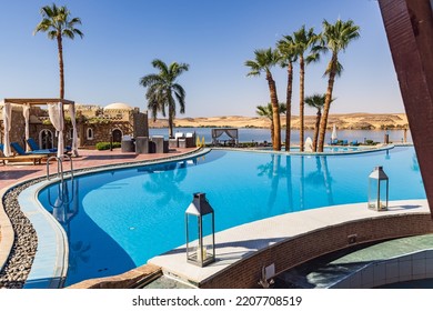 Abu Simbel, Aswan, Egypt. February 23, 2022. The Swimming Pool At A Hotel Conference Center In Abu Simbel.