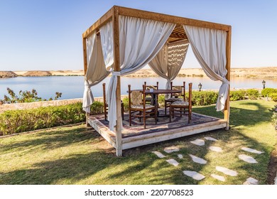 Abu Simbel, Aswan, Egypt. February 23, 2022. Gazebo Along Lake Nasser At A Hotel Conference Center In Abu Simbel.