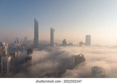 Abudhabi skyline, morning with fog