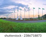 The Abuja City Gate at sunset.