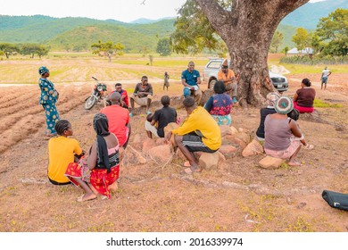 Abuja Nigeria - July 26, 2021: Community Sensitization on Covid 19, Health and Water Hygiene of Indigenous Africa Villages. Election Campaign Meeting. Cancer Awareness Program and Empowerment