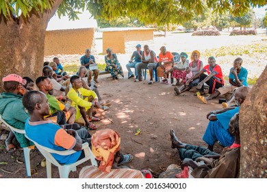 Abuja Nigeria - July 26, 2021: Community Sensitization on Covid 19, Health and Water Hygiene of Indigenous Africa Villages. Election Campaign Meeting. Cancer Awareness Program and Empowerment