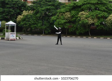 Abuja, Nigeria: Nigerian Traffic Police Performs Duty To The People On The Road On August 18,2017 In Abuja