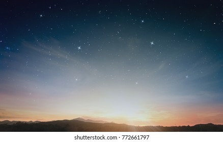 Abundant star on horizon sky Christmas night  background