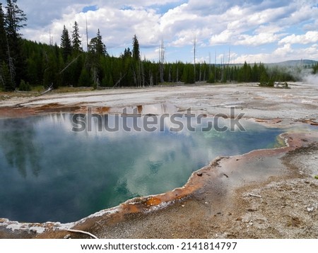 Abyss Pool at West Thumb Geyser Basin Trail in Yellowstone National Park, Wyoming, USA. High quality photo