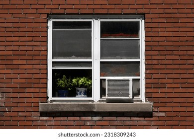 An AC unit in a window