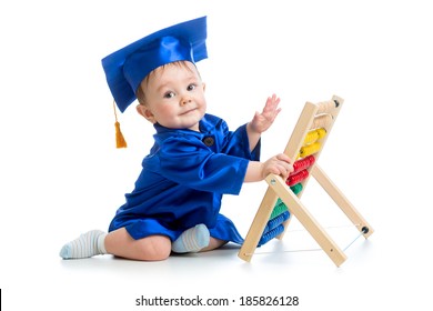 academic baby playing with abacus toy