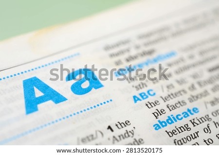 Academic Reference Book Definition Page for Alphabet Letter A