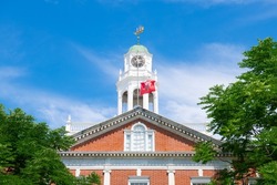 Academy Building Of Phillips Exeter Academy In Historic Town Center Of Exeter, New Hampshire NH, USA. This Building Is The Main Building Of The Campus. 