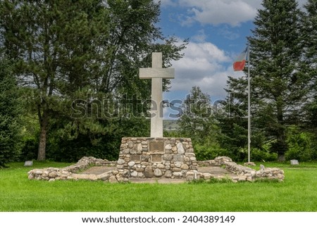 Acadian Landing Site, also known as the Acadian Cross Historic Shrine. Maine Acadian Culture affiliated area of National Park Service. Where twenty Acadian families landed on the  Saint John River.