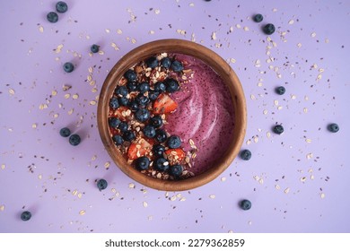 Acai bowl with blueberries and strawberries.



