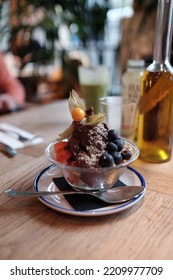 Acai Bowl Grape Gooseberry With Blur Background