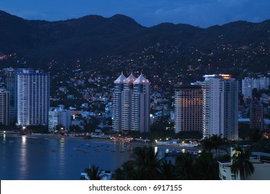 Acapulco Bay At Early Night