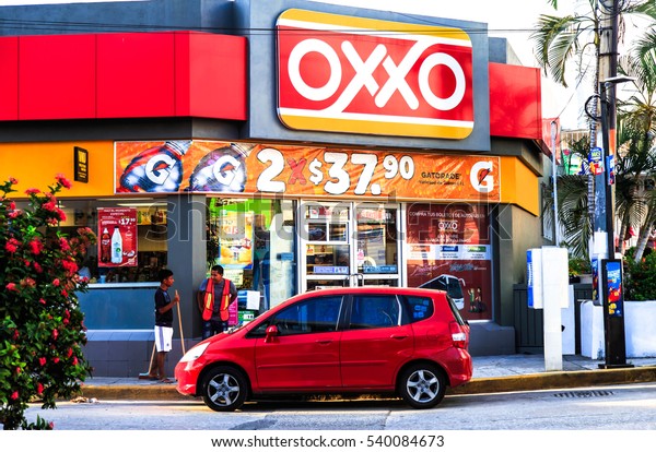 ACAPULCO, MEXICO - NOVEMBER 15, 2016: OXXO is a\
chain of convenience stores from Mexico, with over 14,000 stores\
across Latin America. It is the largest chain of this kind of store\
in Mexico.
