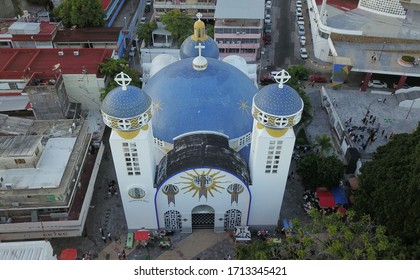 Acapulco, Mexico - November 8 2019: Area View Of The Cathedral In The Central Square Of Acapulco