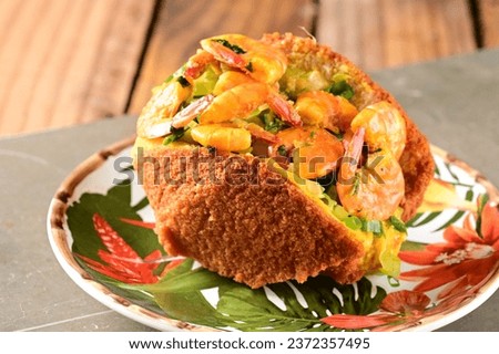 acaraje dumpling made with black-eyed pea dough, shrimp, onion and salt, and fried in palm oil typical Brazilian cuisine baiana cuisine