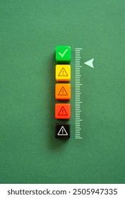 Acceptable level. Scale with warnings. Security. On the verge of moving from green to yellow alert level. Safety system.