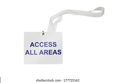 Access All Areas Pass Isolated On White Background