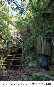 Access Trail With Handrails To Access The Filveda Waterfall, Also Known As The Frágua Da Pena Waterfall, Freguesia De Silvada, Sever Do Vouga, District Of Aveiro. Portugal