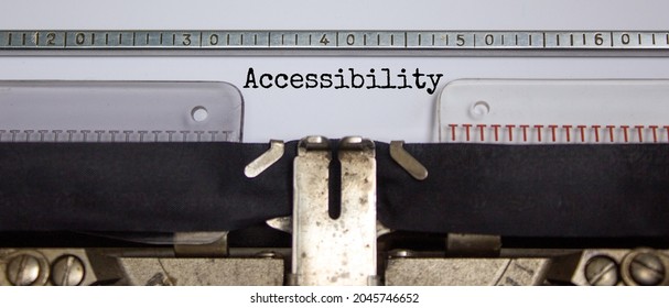 Accessibility and accessible symbol. The concept word 'Accessibility' typed on old retro typewriter. Diversity, inclusion, belonging and accessibility or accessible concept. Copy space.