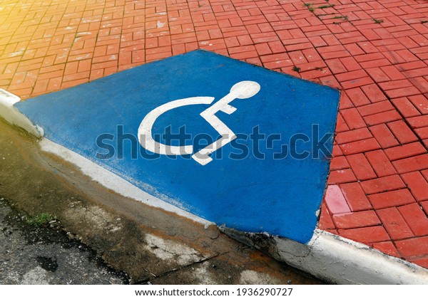 accessibility ramp for wheelchair users with\
accessibility symbol\
design