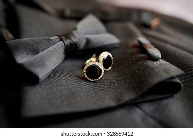 Accessories butterfly and cufflinks for a classic suit. - Powered by Shutterstock