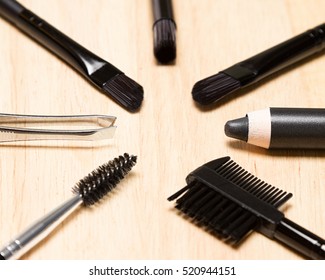 Accessories for care of brows. Eyebrow grooming tools. Shallow depth of field