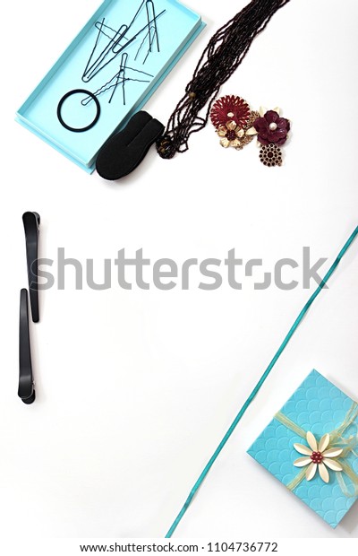 Accessories Hair Pins Flat Lay Sponge Stock Photo Edit Now