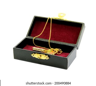 Accessories in luxury box pad by red flannel on white background - Powered by Shutterstock