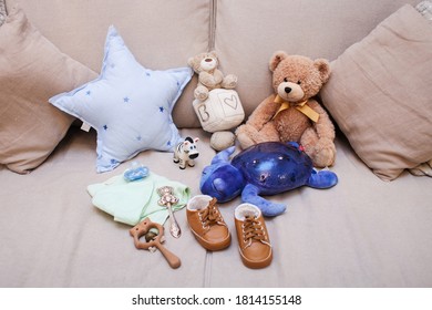 Accessories and toys for the newborn. - Shutterstock ID 1814155148