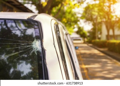 Accident broken Auto glass, Selective focus, Car insurance concept / Car dents