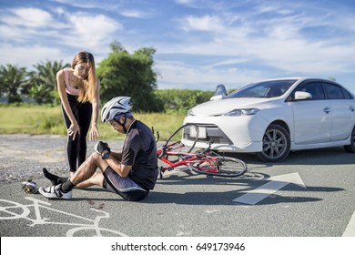 Accident Car Crash Bicycle On Bike Lane