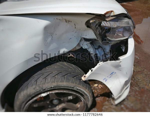 Accident car crash from front, crash damage, concept car\
use safely. 