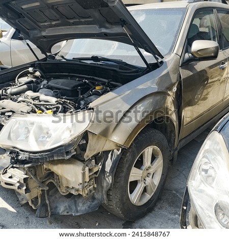 accident, damaged car hood, road accident