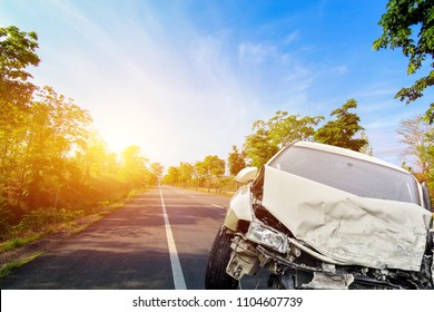 Accident Front Of Car Crash Get Damaged By Accident On The Road 