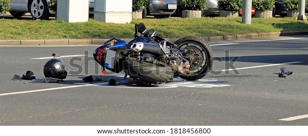 Accident with motorcycle\
at a crossroads