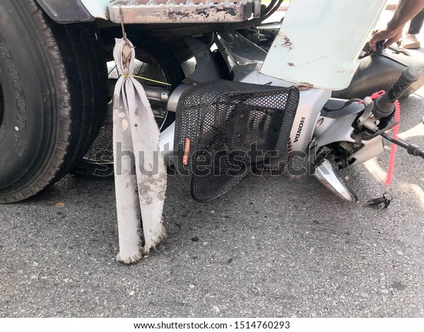 Accident with a motorcycle, in Mengjang\
District, Sakon Nakhon, Thailand on\
26/09/19.