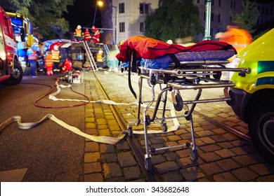 Accident On The City Road At Night.